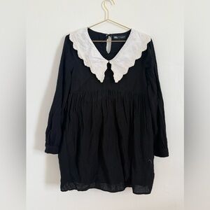 Black babydoll dress with collar